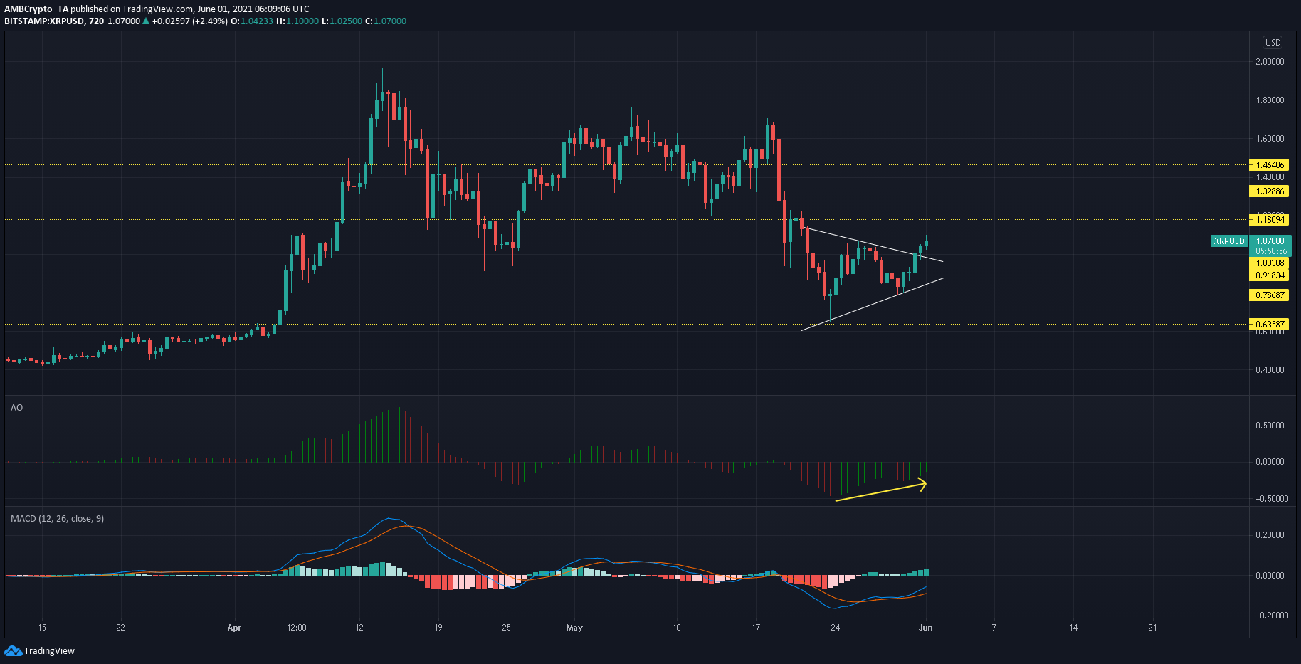 XRP, Dogecoin, MATIC 가격 분석 : 6 월 1 일