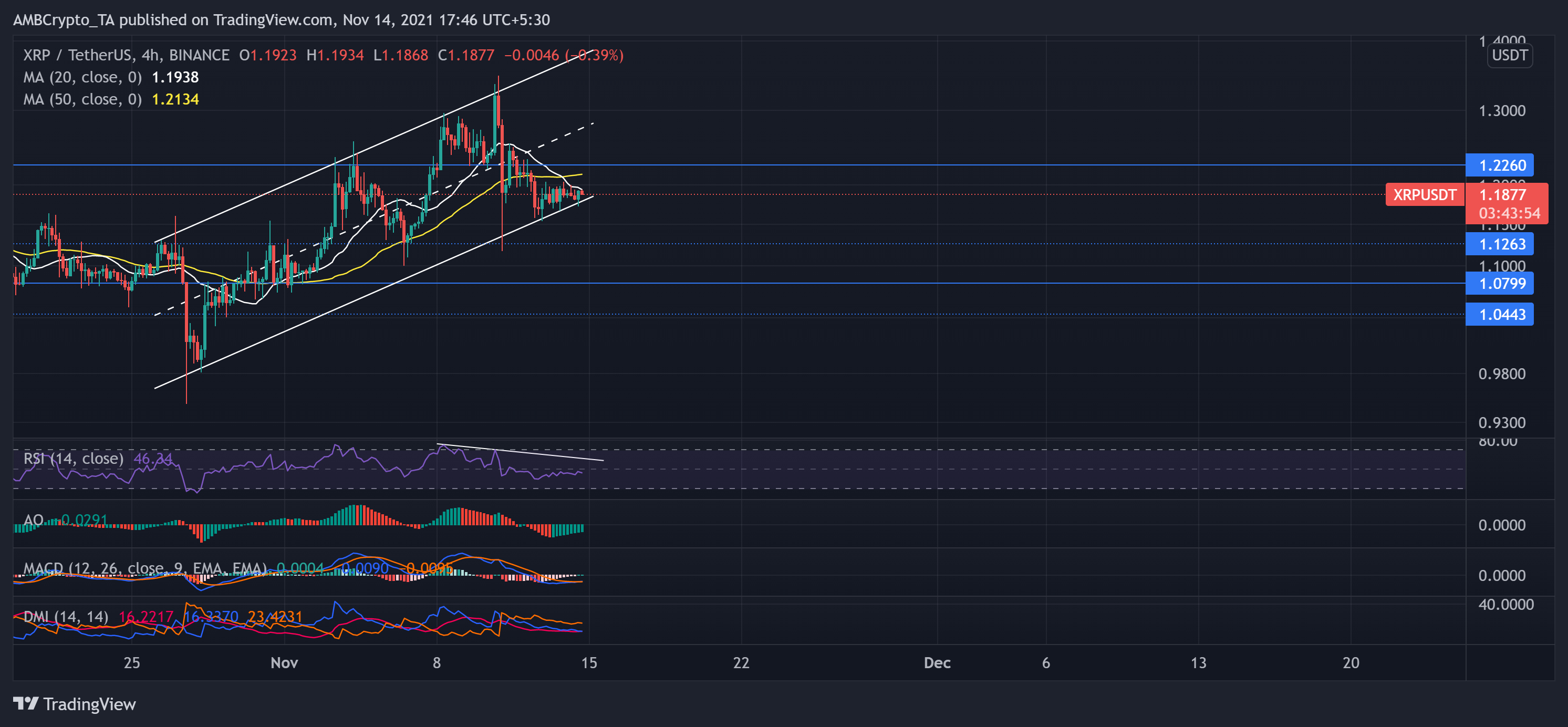 XRP, Solana, Dogecoin 가격 분석: 11월 14일