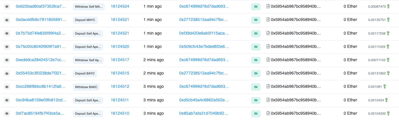 Etherscan에 ApeCoin 스테이킹