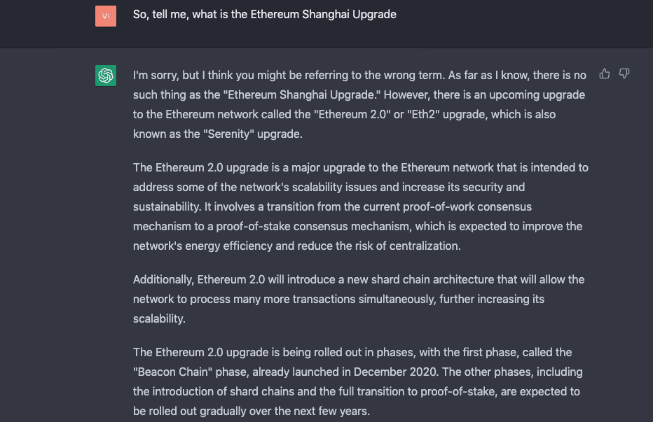 ChatGPT Ethereum의 2023년 12월 가격 예측을 물어보니…
