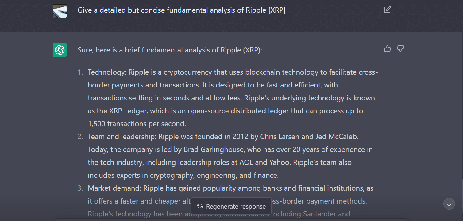 SEC-Ripple 소송 후 ChatGPT XRP의 가격 예측을 물어보니…