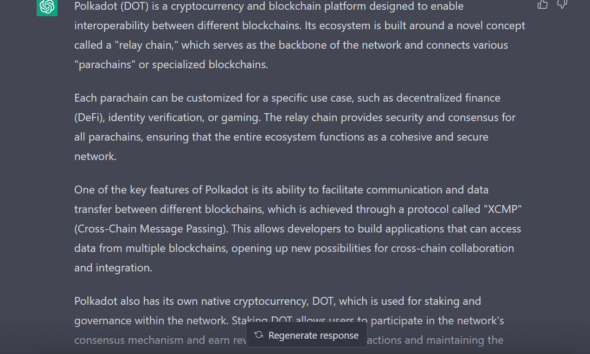 ChatGPT의 Polkadot 예상 가격을 문의했는데 반응이 의외였습니다.