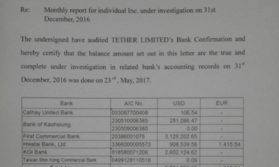 Tether의 USDT 준비금에 대한 Topsun의 확인서