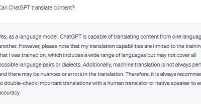 ChatGPT가 콘텐츠를 번역할 수 있나요?