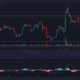 어두운 배경에 녹색 및 빨간색 가격 막대가 있는 Litecoin 가격 차트