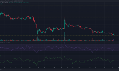 어두운 배경의 Cardano ADA 가격 차트