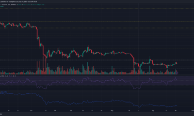 어두운 배경의 바이낸스 코인 BNB 가격 차트