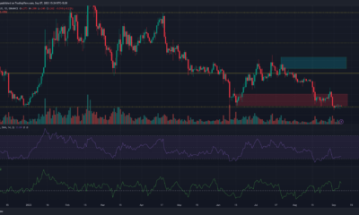 어두운 배경의 Polkadot DOT 가격 차트